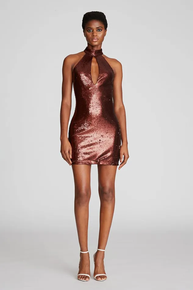 Dresses Women Halston Celo Dress In Sequins Russet