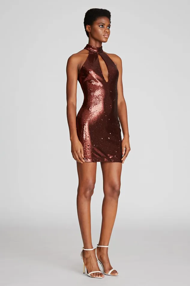 Dresses Women Halston Celo Dress In Sequins Russet