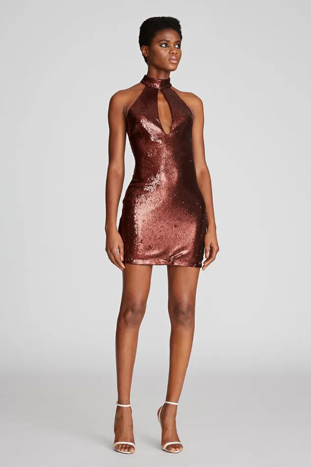 Dresses Women Halston Celo Dress In Sequins Russet