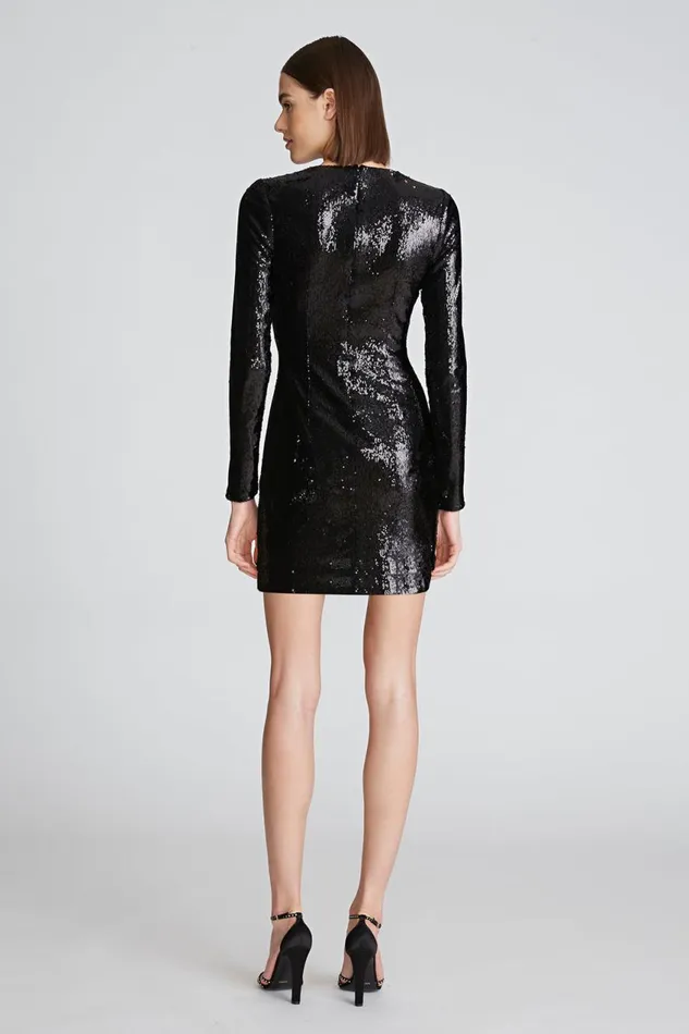 Dresses Women Halston Kaylee Dress In Sequins Black Dresses Women Halston Kaylee Dress In Sequins Black