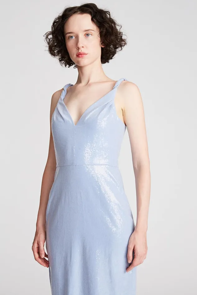 Dresses Women Halston Keira Dress In Soft Sequins Sky Blue