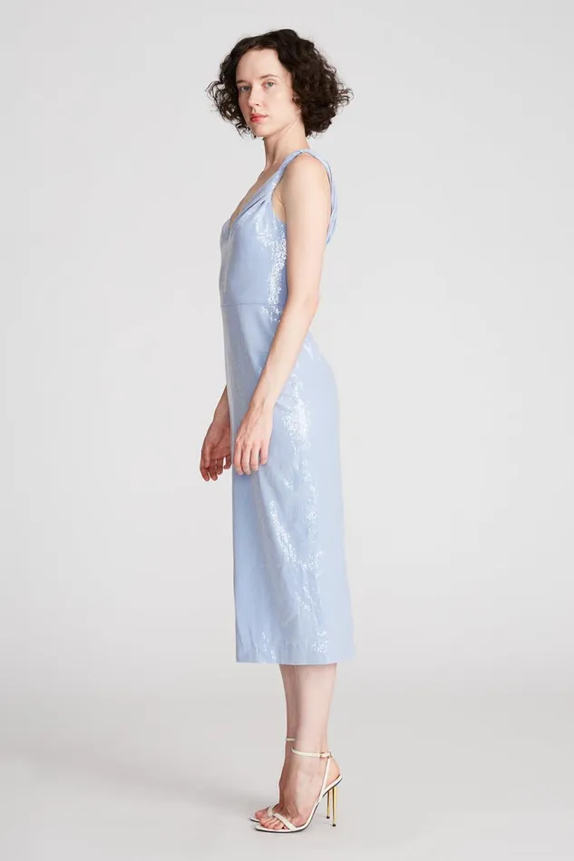 Dresses Women Halston Keira Dress In Soft Sequins Sky Blue Dresses Women Halston Keira Dress In Soft Sequins Sky Blue