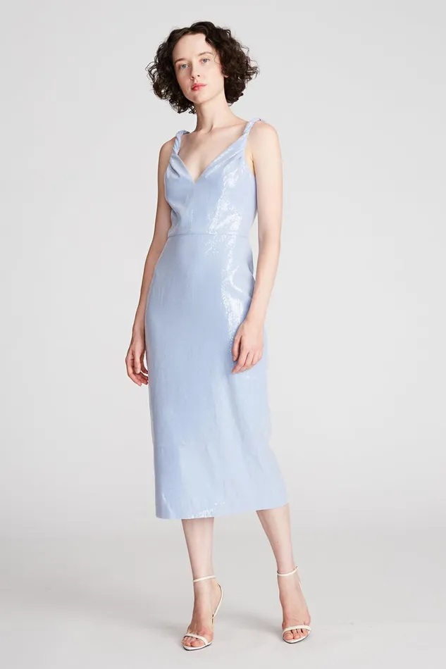Dresses Women Halston Keira Dress In Soft Sequins Sky Blue Dresses Women Halston Keira Dress In Soft Sequins Sky Blue