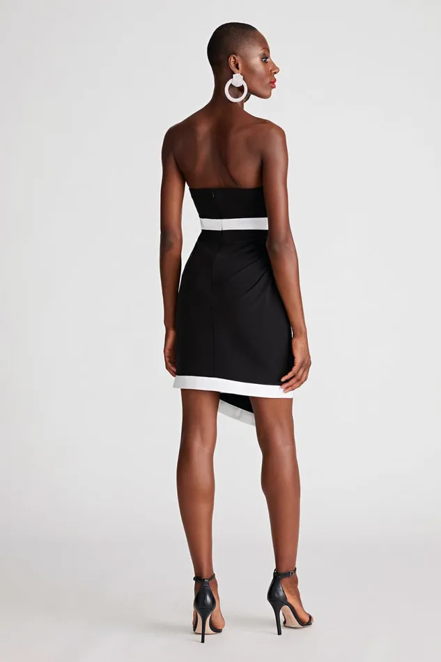 Dresses Women Halston Lanie Dress In Crepe Black White