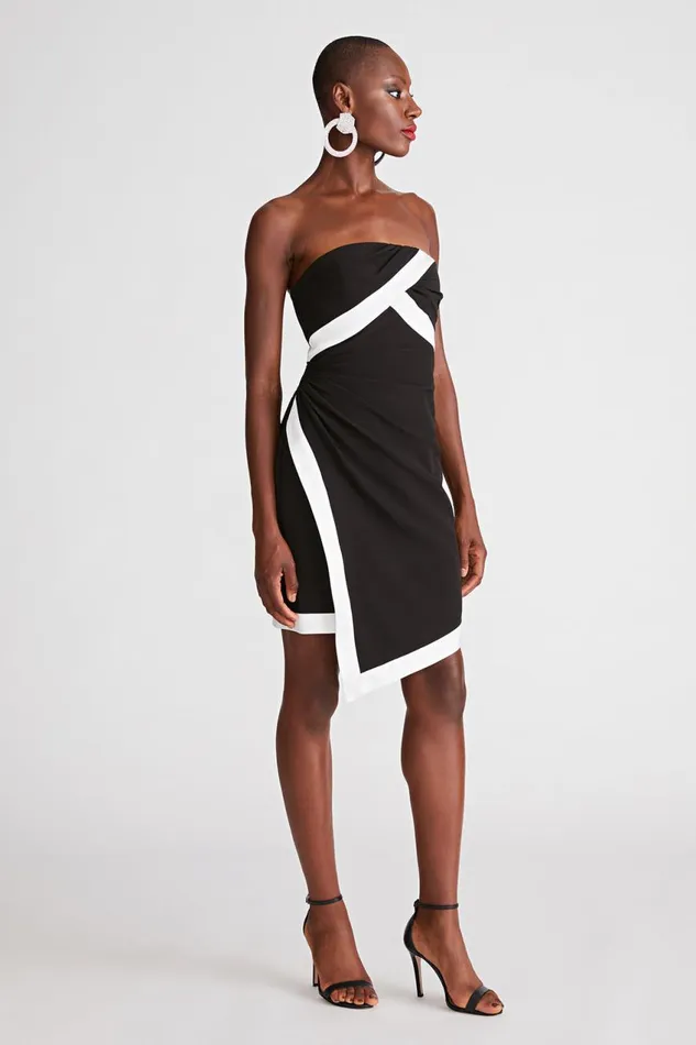 Dresses Women Halston Lanie Dress In Crepe Black White