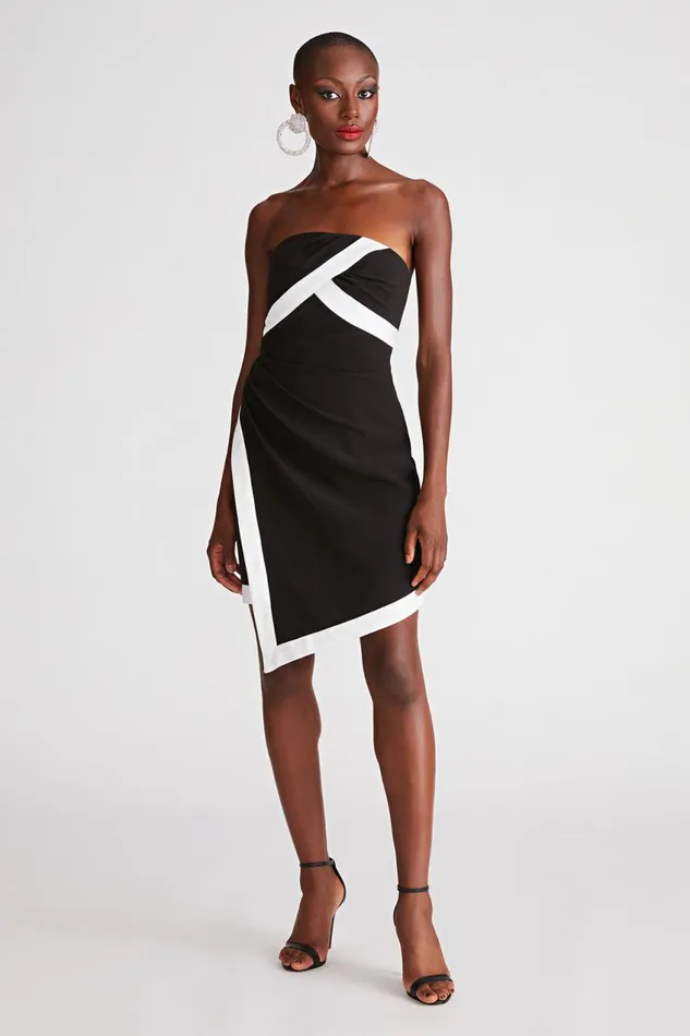 Dresses Women Halston Lanie Dress In Crepe Black White