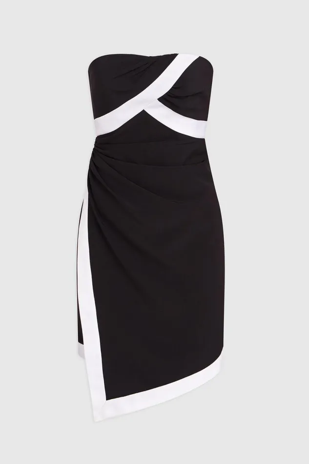 Dresses Women Halston Lanie Dress In Crepe Black White