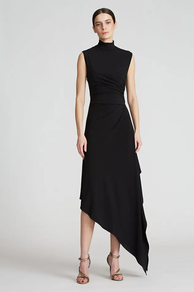 Dresses Women Halston Layla Jersey Side Drape Dress Jet Black