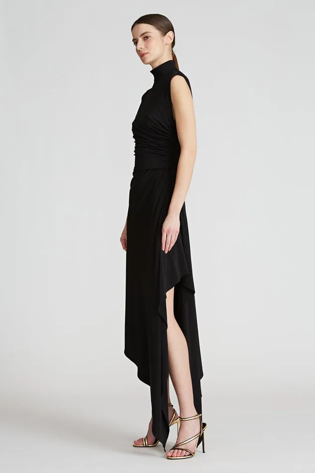Dresses Women Halston Layla Jersey Side Drape Dress Jet Black