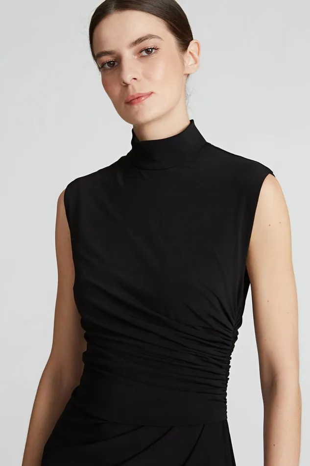 Dresses Women Halston Layla Jersey Side Drape Dress Jet Black