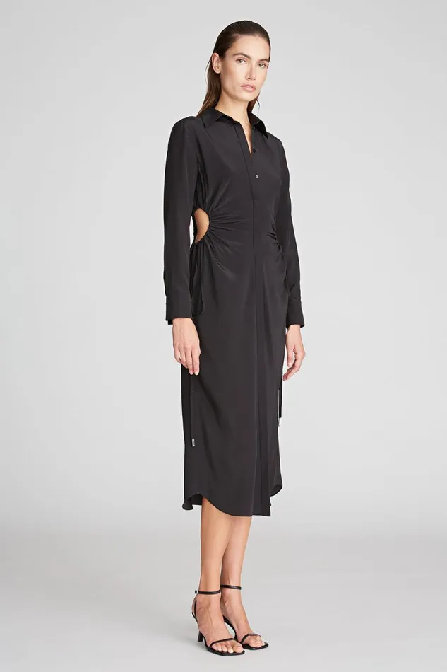 Dresses Women Halston Pat Dress In Crepe De Chine Black