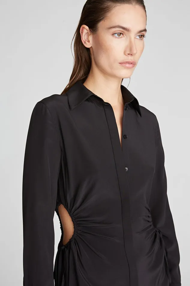 Dresses Women Halston Pat Dress In Crepe De Chine Black