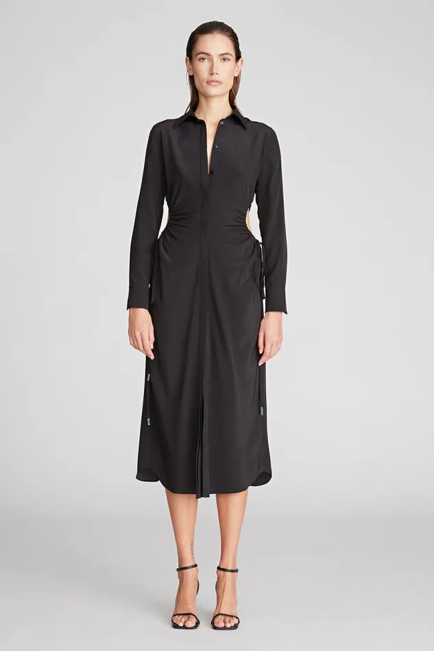 Dresses Women Halston Pat Dress In Crepe De Chine Black