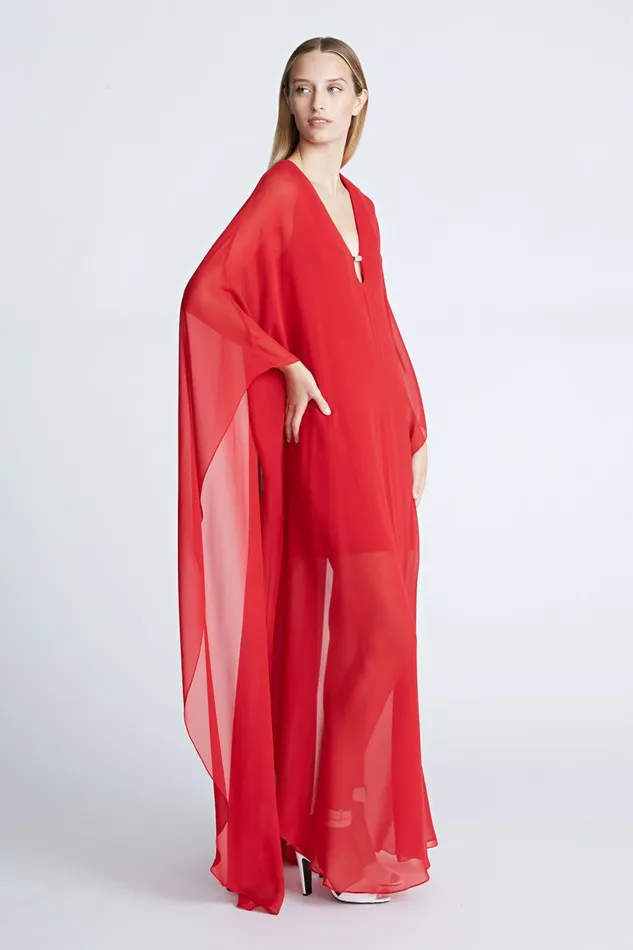 Dresses Women Halston Paula Gown In ChiffonCrepe Halston Red Dresses Women Halston Paula Gown In ChiffonCrepe Halston Red