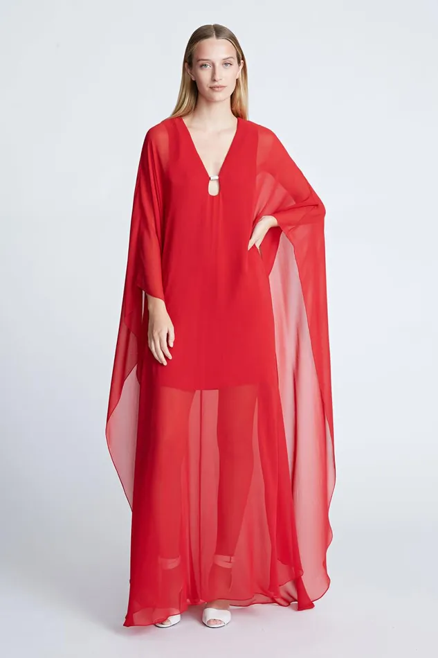 Dresses Women Halston Paula Gown In ChiffonCrepe Halston Red Dresses Women Halston Paula Gown In ChiffonCrepe Halston Red