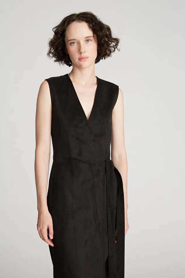 Dresses Women Halston Paulina Dress In Ultrasuede Black