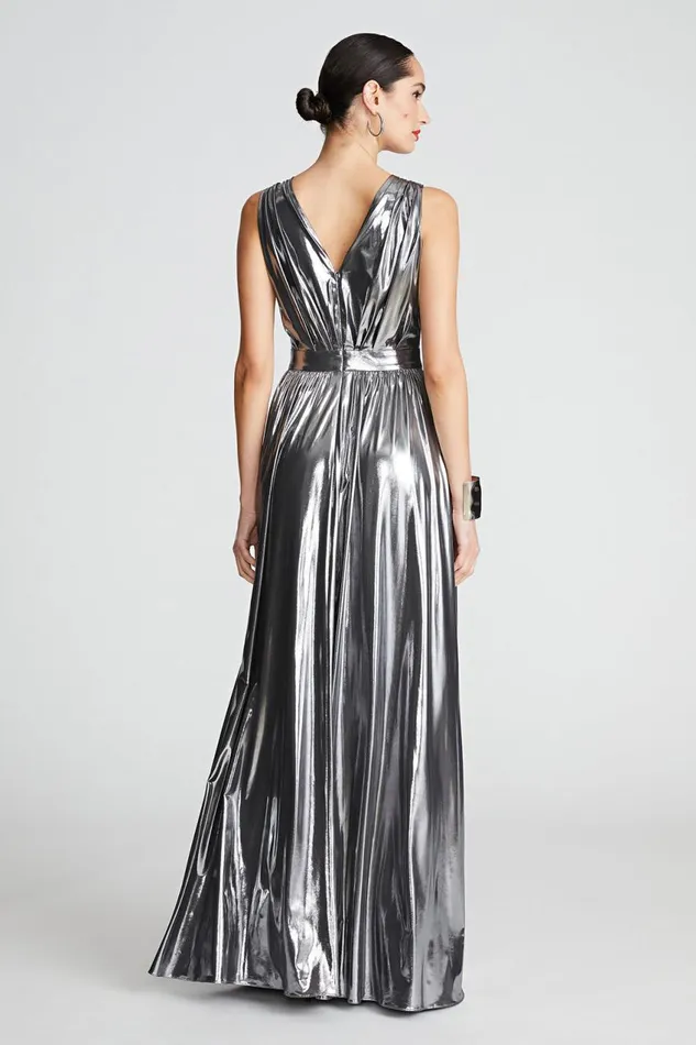 Dresses Women Halston Titania Gown In Foil Jersey Luster