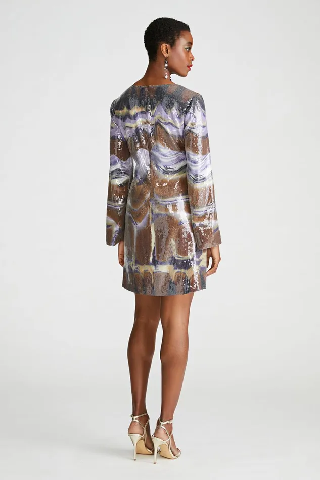 Dresses Women Halston Wynonna Dress In Sequin Earth Strata