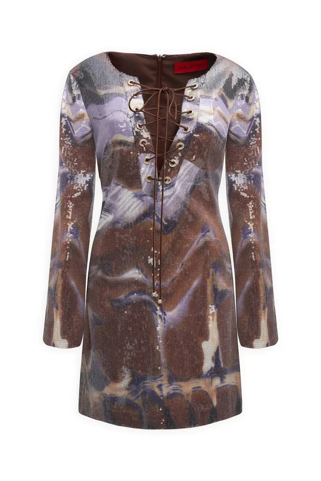 Dresses Women Halston Wynonna Dress In Sequin Earth Strata