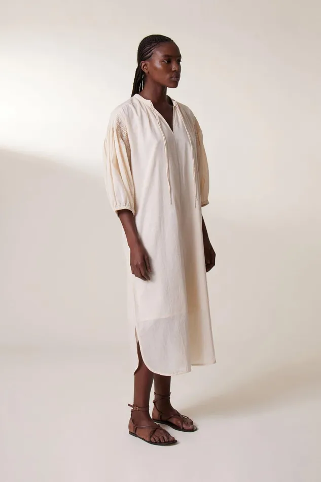 Dresses Women Leon and Harper Rire Plain Dress Ecru