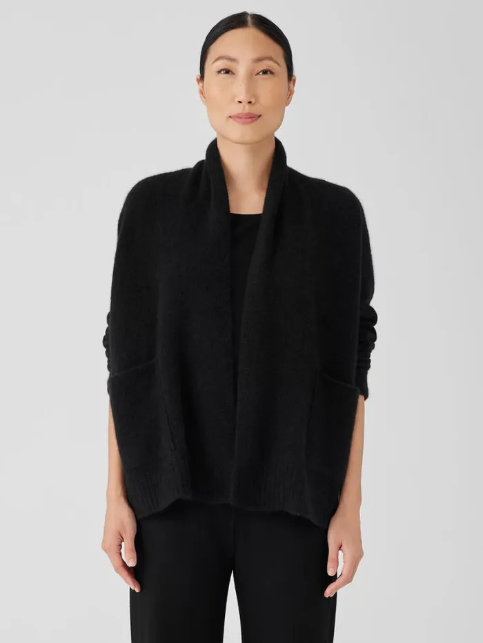 Eileen Fisher Extended Sizing 1X3X Cashmere Silk Bliss Shawl Collar Cardigan Black 8211 Shop