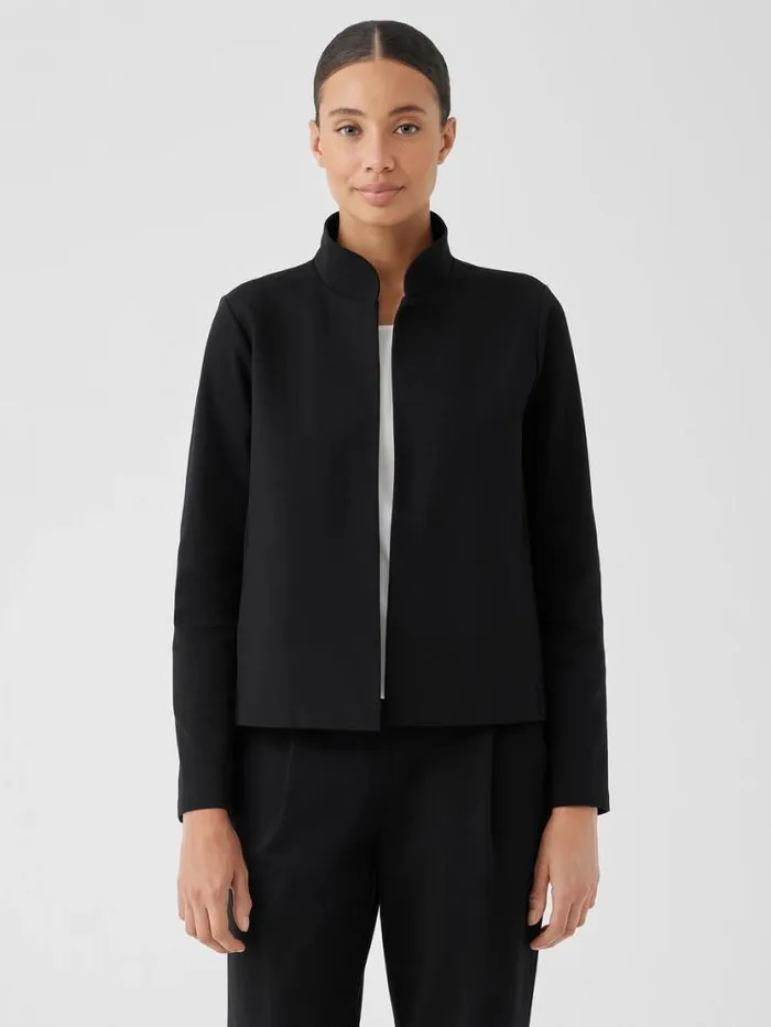 Eileen Fisher Extended Sizing 1X3X Cotton Blend Ponte Stand Collar Jacket Black 8211 Shop
