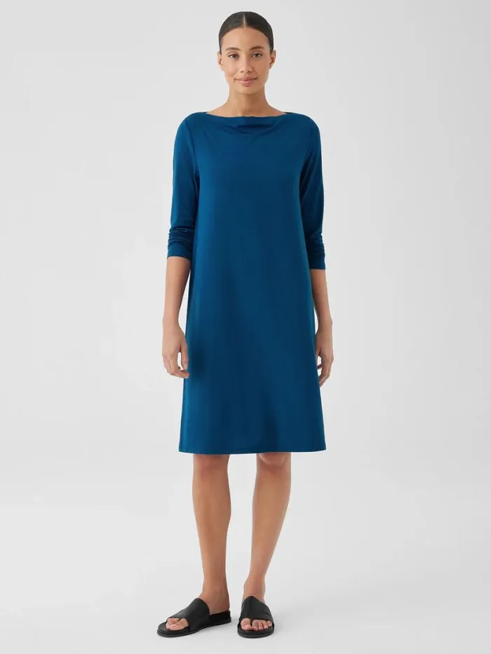 Eileen Fisher Extended Sizing 1X3X Fine Jersey Cowl Neck Dress Atlantis 8211 Shop