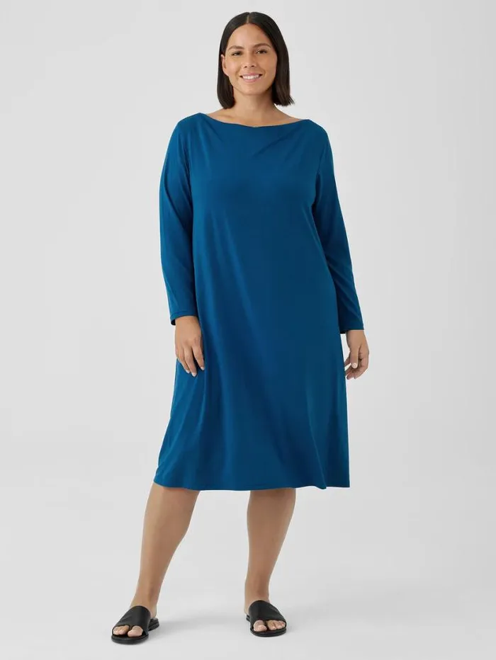 Eileen Fisher Extended Sizing 1X3X Fine Jersey Cowl Neck Dress Atlantis 8211 Shop