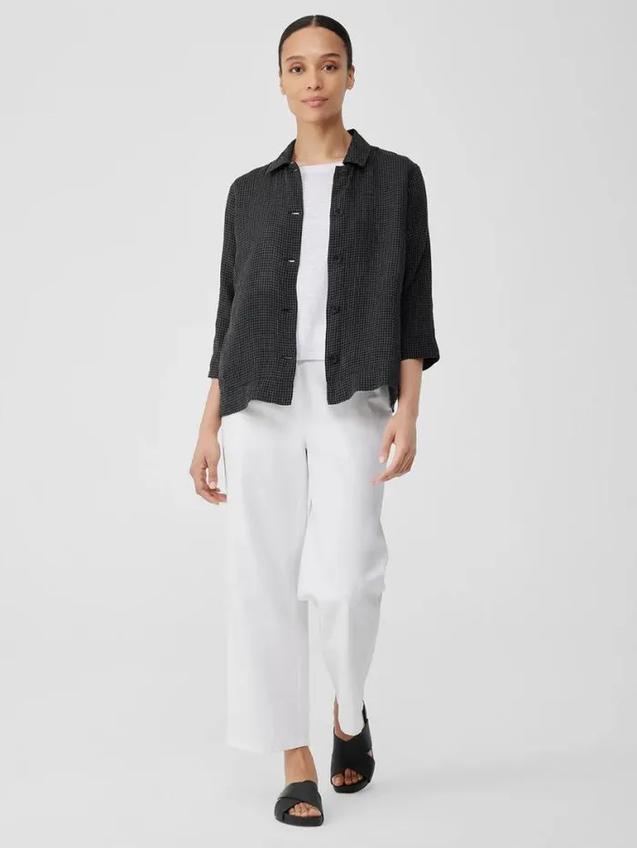 Eileen Fisher Extended Sizing 1X3X Puckered Organic Linen Shirt Jacket Black 8211 Shop