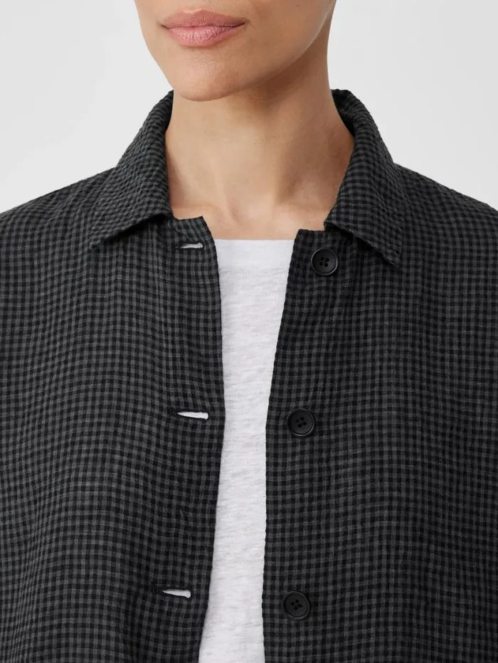 Eileen Fisher Extended Sizing 1X3X Puckered Organic Linen Shirt Jacket Black 8211 Shop