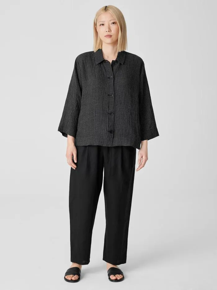 Eileen Fisher Extended Sizing 1X3X Puckered Organic Linen Shirt Jacket Black 8211 Shop