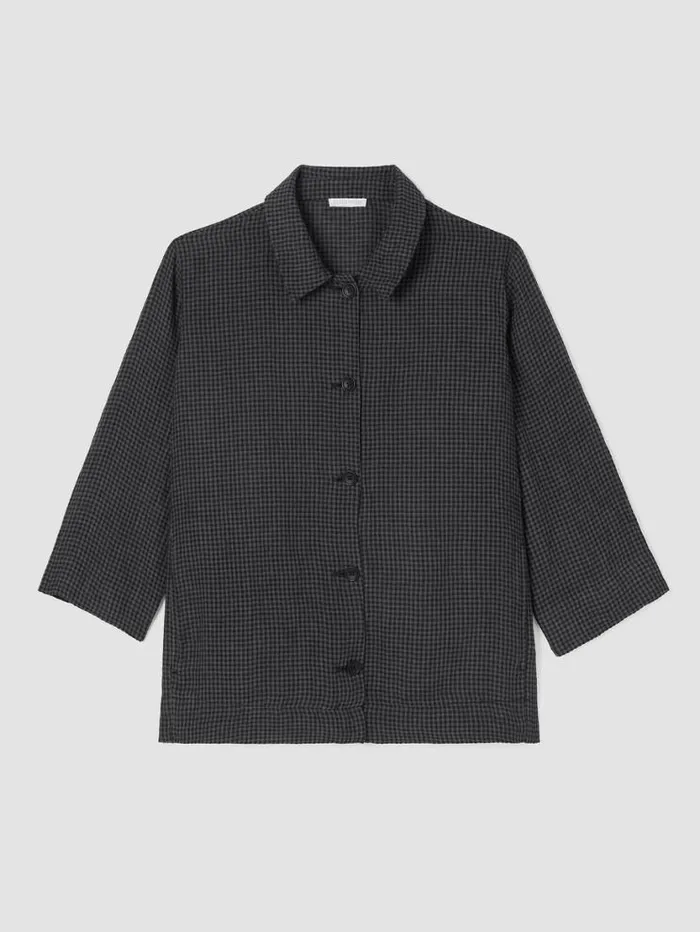 Eileen Fisher Extended Sizing 1X3X Puckered Organic Linen Shirt Jacket Black 8211 Shop