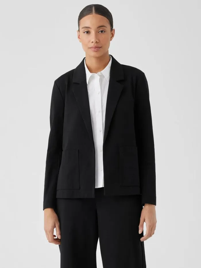 Eileen Fisher Jackets Coats and Vests Cotton Ponte Blazer Black 8211 Shop