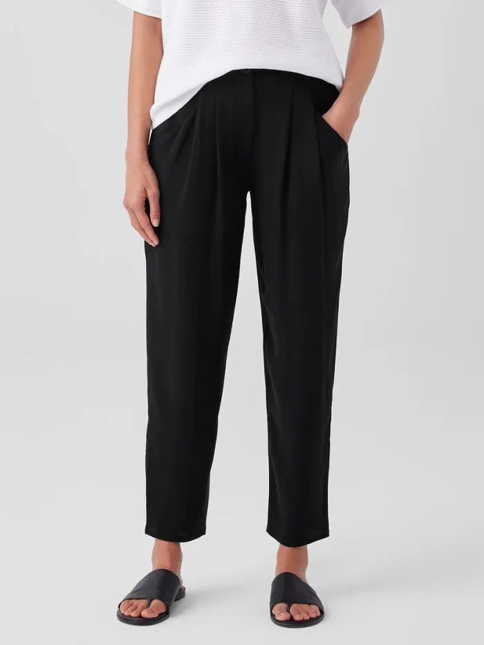 Eileen Fisher Pants Shorts and Jumpsuits Silk Georgette Crepe Carrot Pant Black 8211 Shop