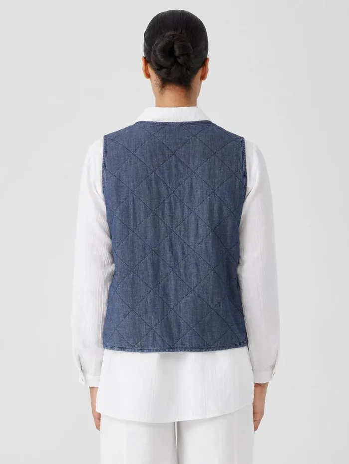 Eileen Fisher Petite Airy Organic Cotton Twill Quilted Vest Denim 8211 Shop