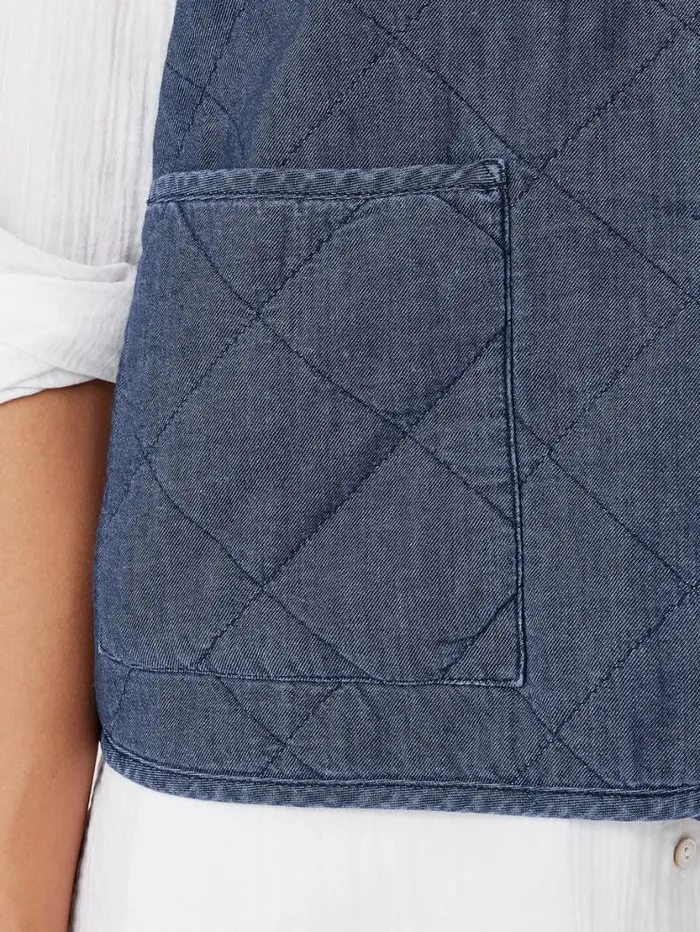 Eileen Fisher Petite Airy Organic Cotton Twill Quilted Vest Denim 8211 Shop