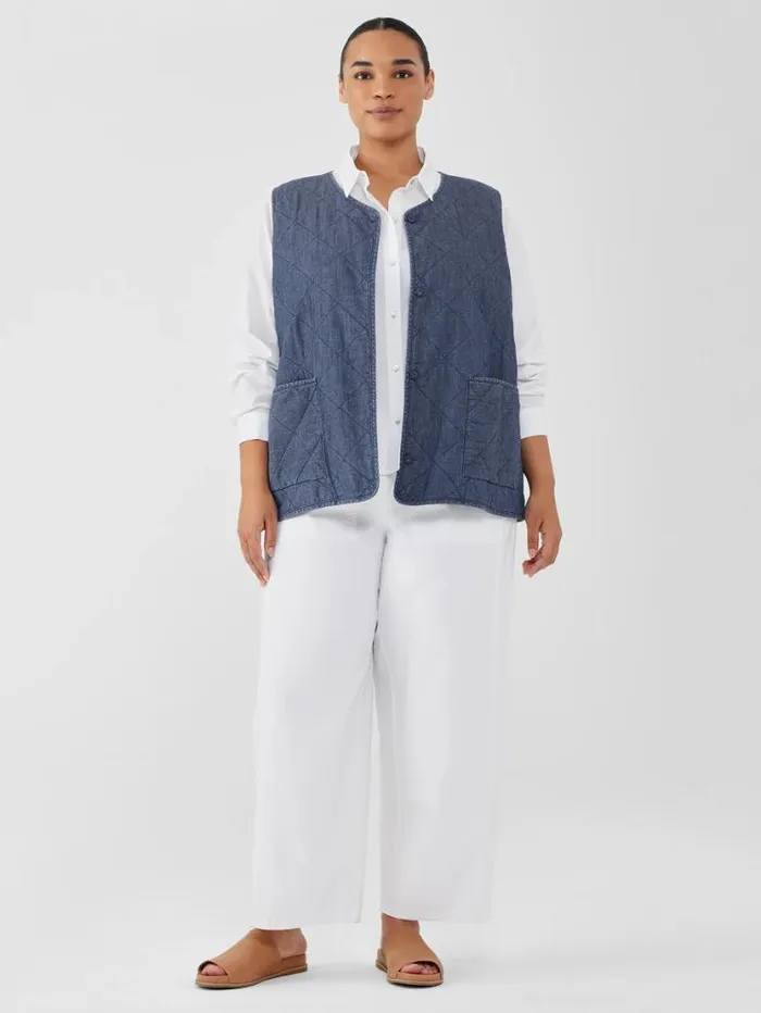 Eileen Fisher Petite Airy Organic Cotton Twill Quilted Vest Denim 8211 Shop