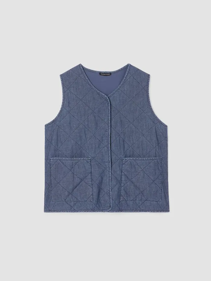 Eileen Fisher Petite Airy Organic Cotton Twill Quilted Vest Denim 8211 Shop