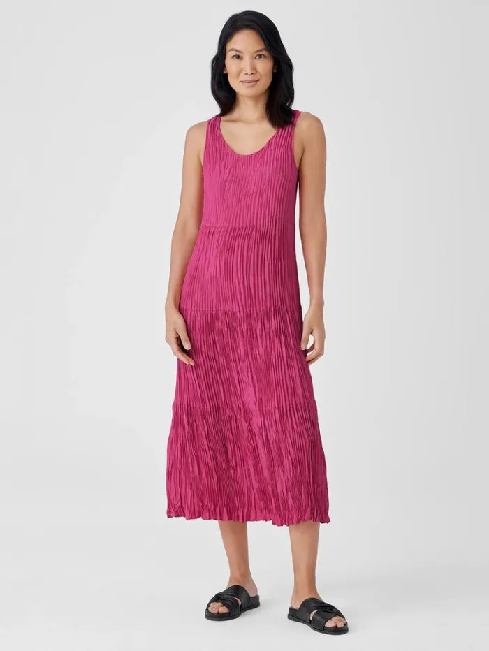 Eileen Fisher Petite Crushed Silk Tiered Dress Geranium 8211 Shop