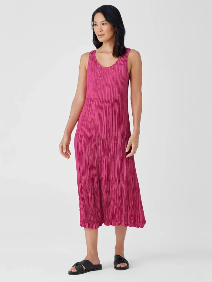 Eileen Fisher Petite Crushed Silk Tiered Dress Geranium 8211 Shop