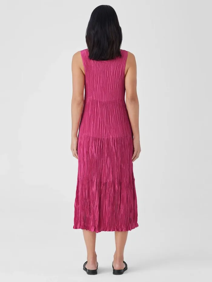 Eileen Fisher Petite Crushed Silk Tiered Dress Geranium 8211 Shop