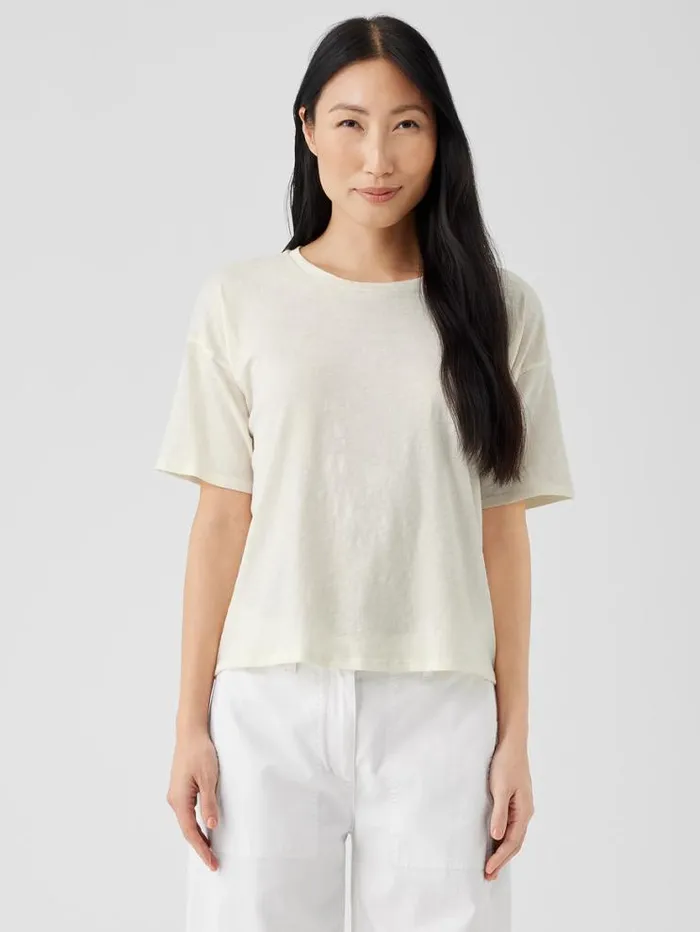 Eileen Fisher Petite Organic Cotton Hazy Slub Tee Softwhite 8211 Shop