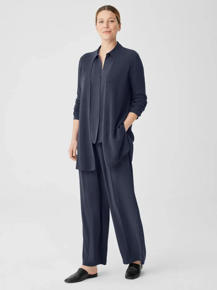 Eileen Fisher Petite Organic Linen Cotton Airy Tuck Long Cardigan Ocean 8211 Shop
