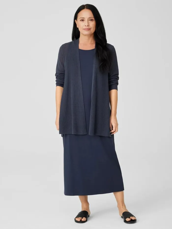 Eileen Fisher Petite Organic Linen Cotton Airy Tuck Long Cardigan Ocean 8211 Shop