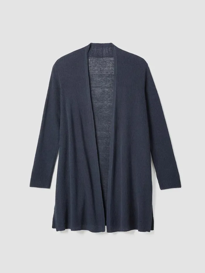 Eileen Fisher Petite Organic Linen Cotton Airy Tuck Long Cardigan Ocean 8211 Shop