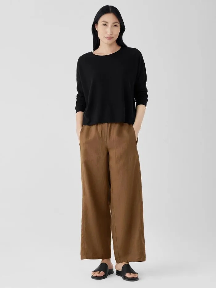 Eileen Fisher Petite Organic Linen Wide Trouser Pant Bronze 8211 Shop