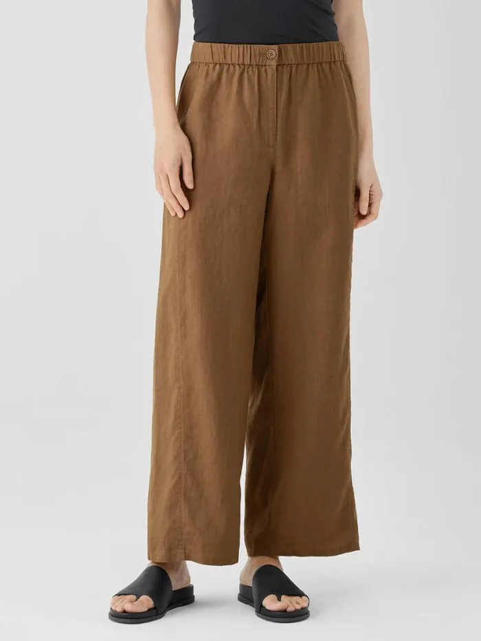 Eileen Fisher Petite Organic Linen Wide Trouser Pant Bronze 8211 Shop