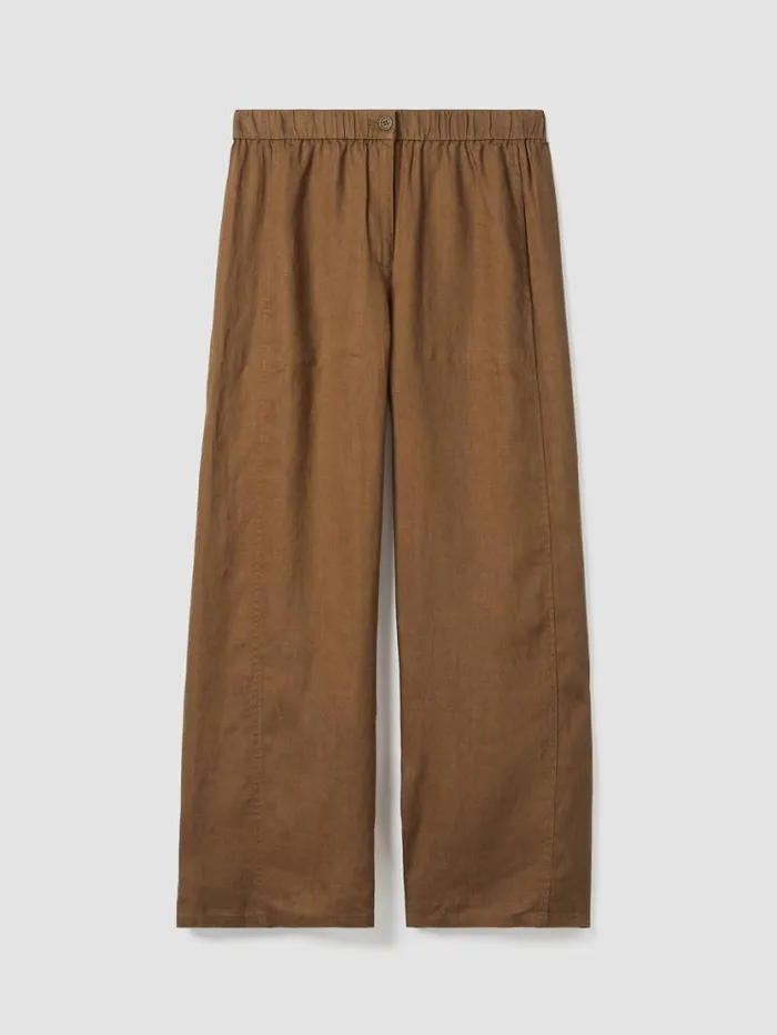 Eileen Fisher Petite Organic Linen Wide Trouser Pant Bronze 8211 Shop