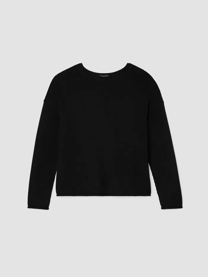 Eileen Fisher Petite Peruvian Cotton Blend Crew Neck Top Black 8211 Shop