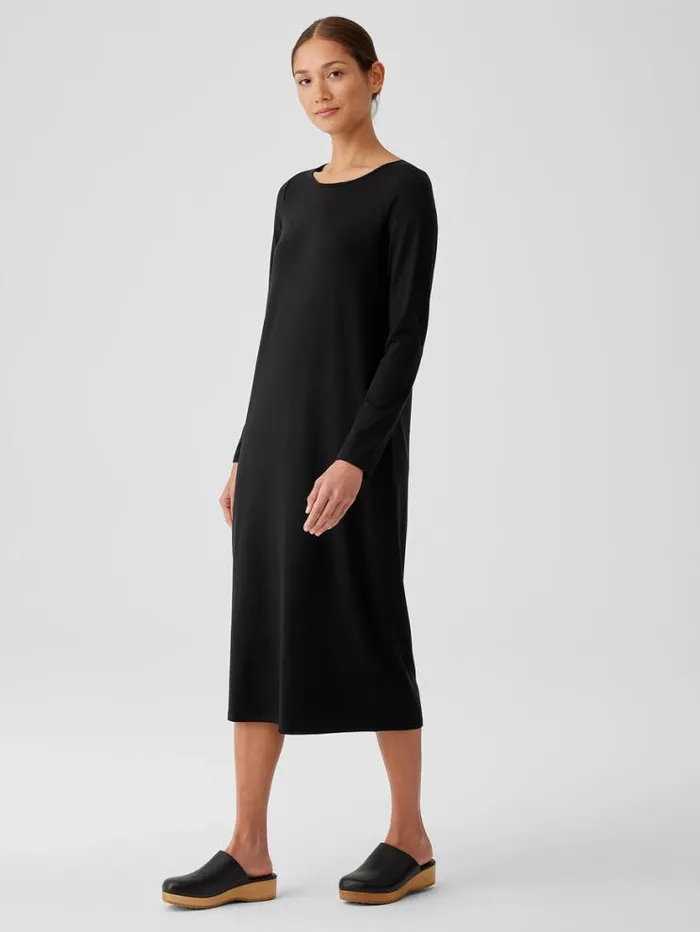 Eileen Fisher Petite Stretch Jersey Knit Jewel Neck Dress Black 8211 Shop